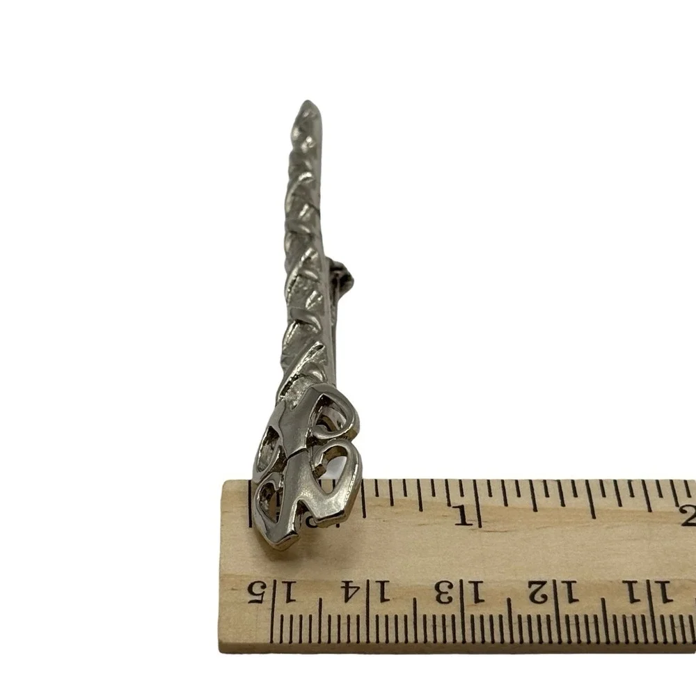 Vintage Art Nouveau Revival Bar Brooch‎ Ornate Silver Tone Textured Open Work
